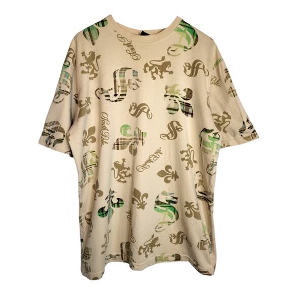 Vintage South Pole Fleur-De-Lis Dragons All Over Graphic Print Tee Shirt XL - Picture 1 of 6